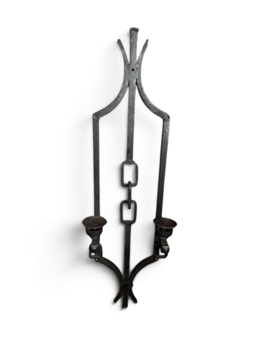 Vintage~Hand-Forged~Wrougt Iron~Double Candle Holder~ Metalware~Candle Sconce